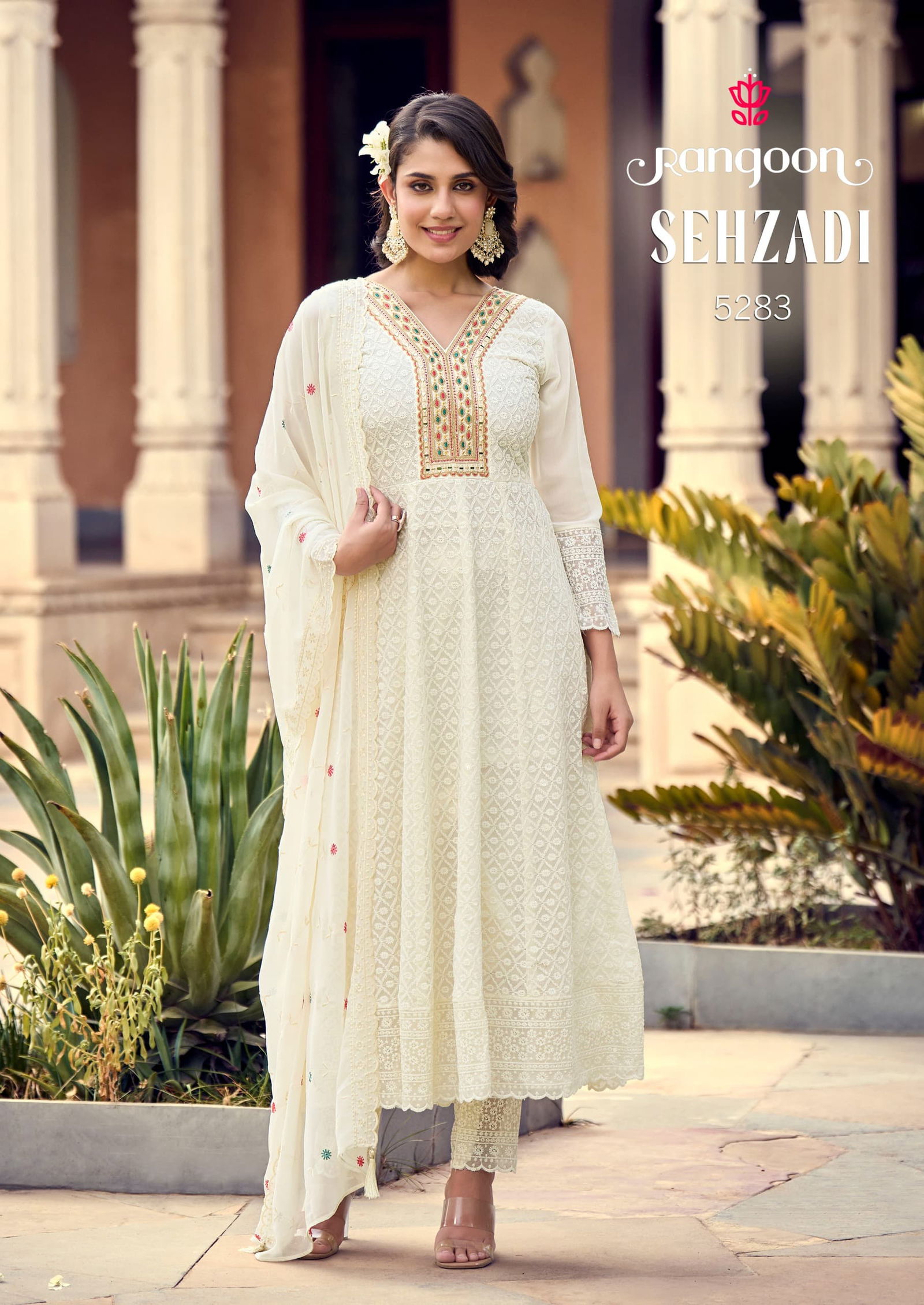 Sehzadi By Rangoon Heavy Work Georgette Designer Kurti With Bottom Dupatta Bulk Order In India